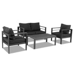 ZUN Aluminum Patio Furniture Set, 4 Pieces Modern Outdoor Conversation Set Sectional Sofa with Cushion 75618099