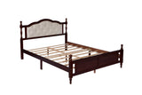 Queen Pine wooden Bed with Upholstered Headboard Panel Footboard, with Two Bed Rail Support Feet W504P181801