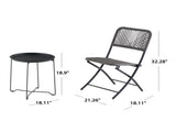 3-Piece Folding Outdoor Patio Bistro Set, Steel and Wicker Rope, Gray/Black 89165992