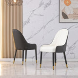 PU-Leather Chairs Metal Legs & Backrest, Modern Desk Chair for Living Room, Dining Room, Black W509P167722