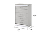 ZUN Glam Modern Style 5-Drawer Chest Made with Wood in White B009P243215