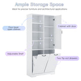 ZUN Bathroom Storage Cabinet with Doors and Drawers, Tilt-Out Laundry Hamper, Multiple Storage Space, WF530560AAK
