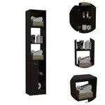 ZUN Malaga Linen Cabinet, Two Interior Shelves, Three External Shelves, Single Door -Black B20091941