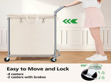 Laundry Hamper with Wheels,140L Rolling Laundry Hamper,2-Section Rolling Laundry Hamper with 47755168