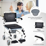 4-in-1 Multifunctional Commode Chair/ Shower/Wheelchair/Normal Chair, 4-Level Height Adjust 42944991