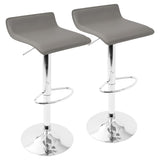 Ale Contemporary Adjustable Barstool in Grey PU Leather by LumiSource - Set of 2 B202P222267