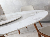 7pcs Modern Marble Dining Table, 59" Round Sintered Stone Table for Dining Room, Kitchen, Dinette, 46922618