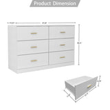 Modern White 6-Drawer Dresser for Bedroom - Ample Storage Wide Chest of Drawers, Sturdy & Safe W1785136021