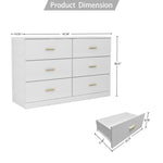 ZUN Modern White 6-Drawer Dresser for Bedroom - Ample Storage Wide Chest of Drawers, Sturdy & Safe W1785136021