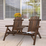 ZUN Wood Patio Chair Bench with Center Coffee Table/Garden chairs/courtyard chairs 98059382