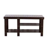 90cm Strip Type Bamboo Stool Shoe Rack with Boots Compartment Coffee 83390243