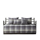 6 Piece Reversible Plaid Daybed Cover Set Grey Daybed B035P266680