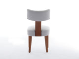 064-Set of 2 Linen Fabric Modern Armless Dining Chairs With Curved backrest and Solid Wooden Legs 42256414