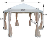 ZUN 13 Ft. W x 13 Ft. D x 9.2ft Pop-Up Gazebo Tent Outdoor Canopy Hexagonal Canopies Gazebos & Pergolas W65632230