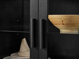 A high arched storage cabinet with a lamp, a modern retro-style wooden storage cabinet with 29334122