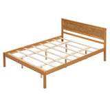 Platform Bed Frame with Headboard, Wood Slat Support, No Box Spring Needed, Queen, Oak WF212813AAN