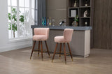 ZUN COOLMORE Counter Height Bar Stools Set of 2 for Kitchen Counter Solid Wood Legs with Fabric with a W153968292