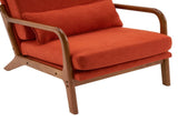 High Back Solid Wood Armrest Backrest Iron Frame Linen Indoor Leisure Chair 08337258