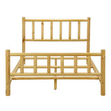 ZUN Farmhouse Log Bed Frame Queen Rustic Style Pure Solid Pine Cylinder Construction Bed Fits Mattresses WF531023AAA