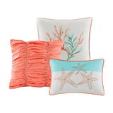 7 Piece Cotton Sateen Comforter Set Coral Queen B03596888