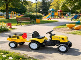 Yellow Kids Pedal Go Kart Tractor Ride on Toy with Shovel & Rake for Outdoor Construction Play 33721037