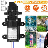 2PCS 12V Water with 2 Hose Clamps 130PSI Self Priming Sprayer 70W Electric Diaphragm Water 21653879