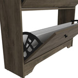 Shoe Rack 46" H, One Open Storage Shelf, Two Internal Storage Drawers, Two Doors, Dark Brown B097133214