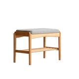 (Beige) Natural Solid Wood Shoe Bench, Mid-Century Modern Storage Bench with High Rebound Sponge W1283P298090