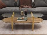 Oval shaped glass coffee table modern design, length 41 x width 21 x height 17 inches, for living W1727P356427