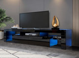 Modern Black TV Stand, 20 Colors LED TV Stand w/Remote Control Lights W33131067