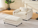 39.4" Modern Accent Chair with Ottoman, Living Room Club Chair Chenille Upholstered Armchair , W3244P392643