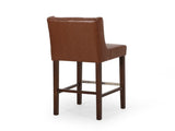 30.5 Inch Seat Height Bar Stool, Light Brown PU Upholstery with Back & Metal Footrest, Counter Stool 70678.00PUCOGN