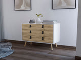 White and Macadamia 3-Drawer Dresser B062P175198