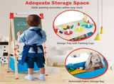 3-in-1 Kids Wooden Easel - Magnetic Chalkboard/WhiteboardPaper Roll, 60 Accessories, NaturalBlue 24573493