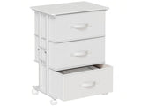 3 Drawers Rolling Fabric Dresser Mobile Nightstand Storage Cabinet with Wheels, White 93769896