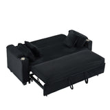 80 inch Black corduroy multifunctional expandable sofa bed with cup holder suitable for living room W1658P269824