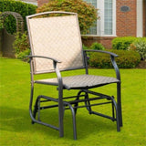 Brown Patio Swing Single Glider Chair Rocking Seating Steel Frame Garden 50094365