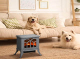 Electric Fireplace Freestanding Stove Heater with Realistic Logs 14.75"x9"x17.25" Gray 76101144