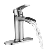 Waterfall Bathroom Faucet Single Handle Bathroom Sink Faucets 1 or 3 Hole Solid Vanity Faucet with W1224P225010
