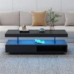 ZUN LED Coffee Table with Storage, Modern Center Table with 2 Drawers and Display Shelves, Accent 35834717