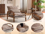 Cloud Shaped Indoor Leisure Chair Solid Wood Armrest, Metal Frame, Chenille Fabric Accent Chair 32203558