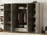 4-Door Wardrobe with 1 Drawer, Gray 97453152
