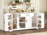 54.3" Sideboard Buffet Cabinet with, 4 Doors & 1 Drawer, Melamine MDF Kitchen N711P437643K
