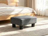 Small Charcoal Gray Linen Foot Stool Cube Ottoman Foot Rest with Sturdy Plastic Legs for Cozy 27535159