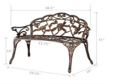 38.5" Cast Aluminum Outdoor Courtyard Decoration Park Leisure Rose Chair 11521628