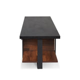 Walnut and Black 2-Drawer TV Stand with 1 Shelf B062P215423