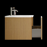 U049-Etna30W-306 Etna 30" Striped Natural Oak Bathroom Vanity with White Ceramic Sink, Wall Mounted W1865P147107