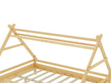 Full House Platform Bed with Stairs, Solid Wood Twin Bed Frame, Low Profile and Childlike Fun W1580P354721