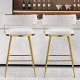 2pcs Thick Corduroy Gold-plated Iron Feet Bar Stool Beige 30236419