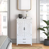 27'' Accent Tall Tower White Storage Cabinet - Rustic Wood Sideboard Pantry Cabinet - Versatile W2295P294585